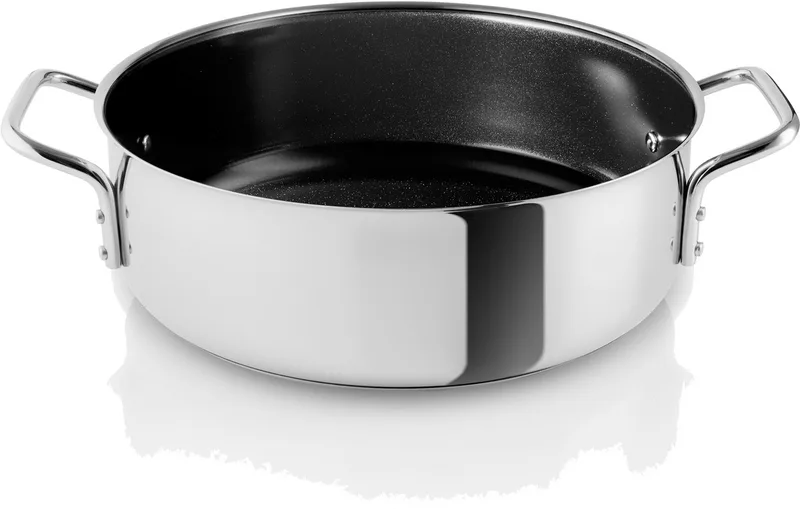 Eva Trio Roestvrijstalen sauteusepan, steelpan, geschikt voor inductie, aluminium, roestvrij staal, keramische coating, gepolijst staal, 3,5 L, 312440 by Eva Solo in Zilver – product photo