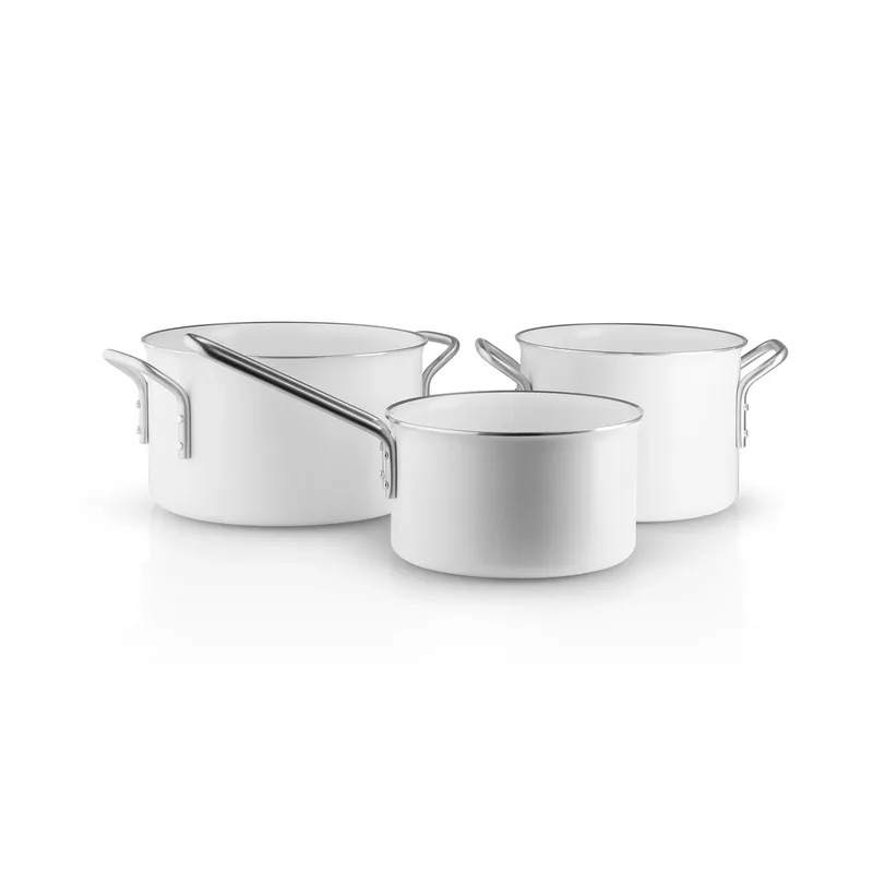 Eva Trio White Line Slip-Let Keramik-Kochtopf-Set 3 Teile Edelstahl fra Eva Solo – produktbillede