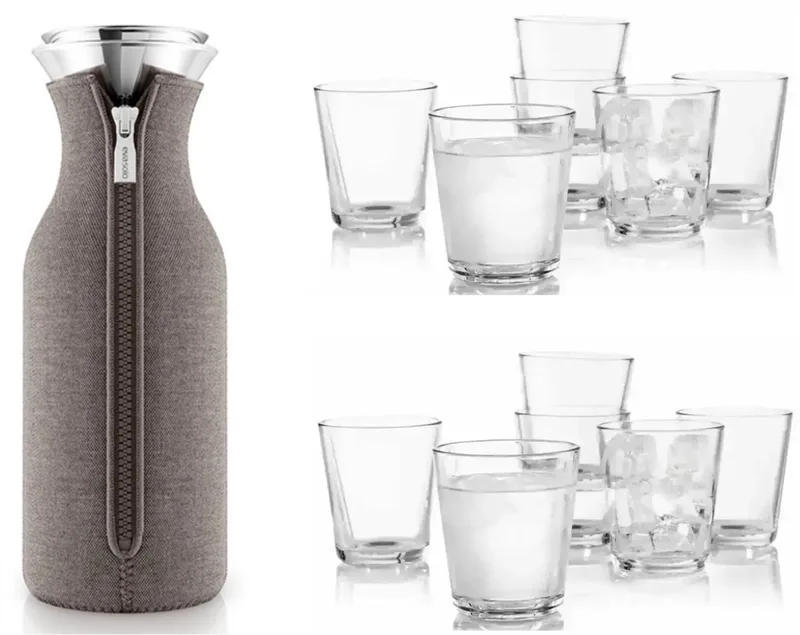 Fridge Karaf Taupe – Druppelvrije Koelkastkaraf met 12 Glazen – Deens Design by Eva Solo in Grijs – product photo