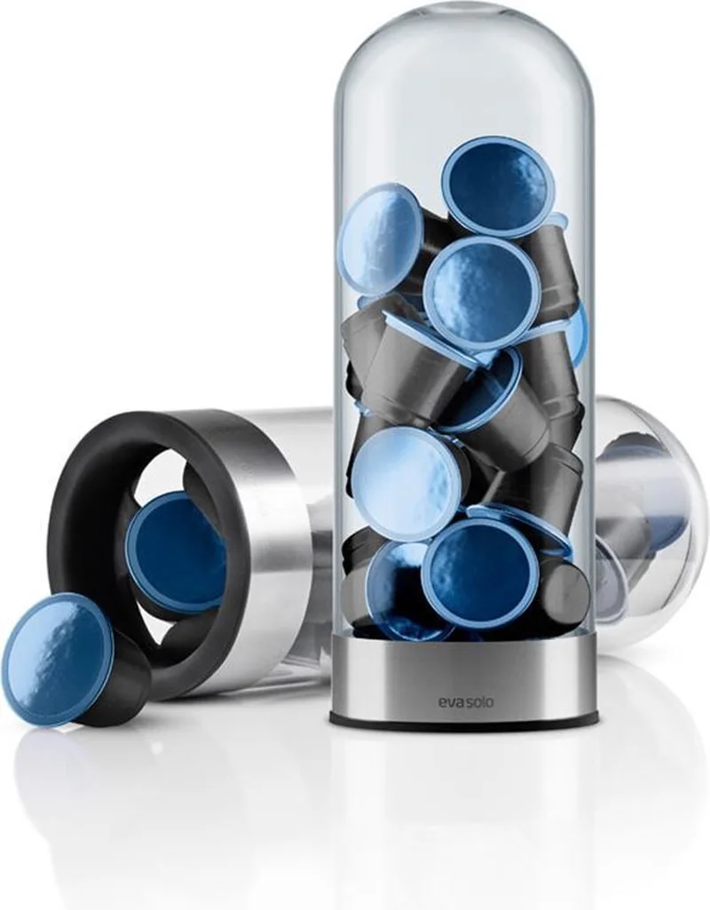 Koffiecups Dispenser - Roestvast Staal - Siliconen - Glas de Eva Solo en Transparant – photo du produit
