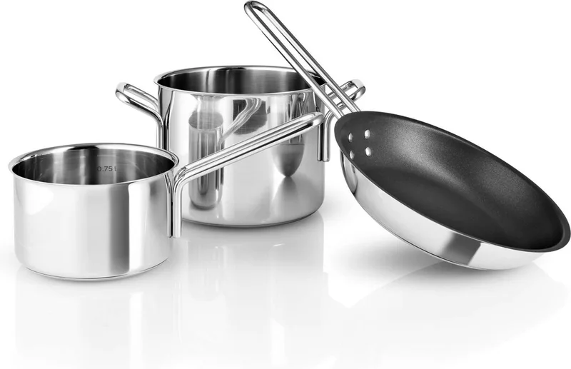 Kookpannenset Starter Set van 3 Stuks - Roestvast Staal by Eva Trio in Zilver – product photo