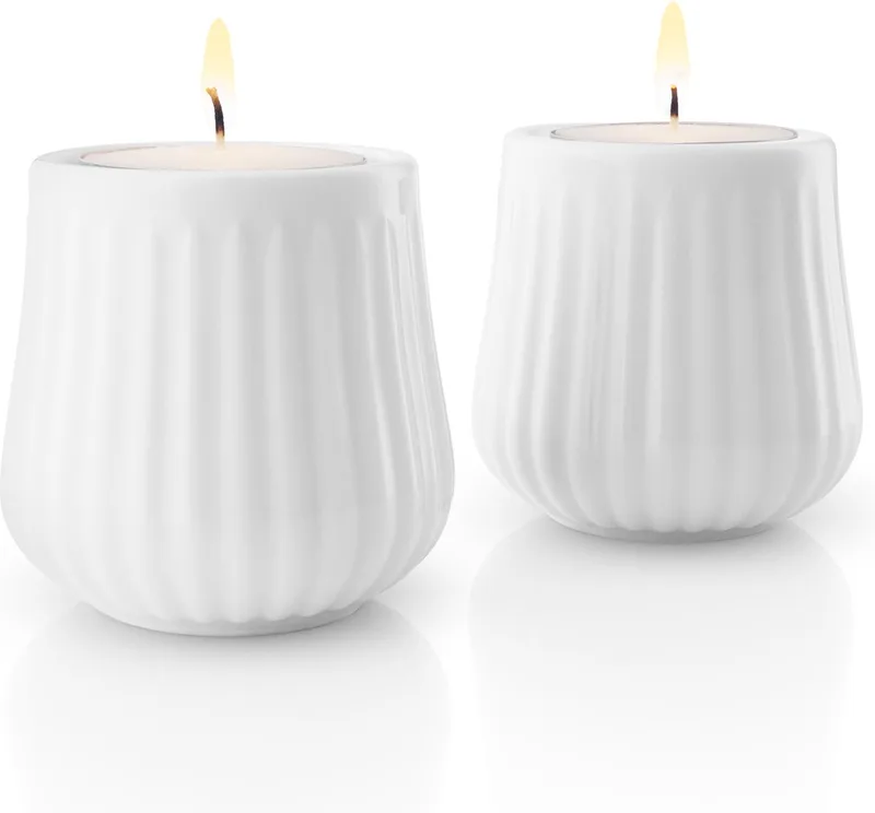 Legio Nova Waxinelichthouder Set van 2 Stuks - Porselein van Eva Trio in Zilver – productfoto