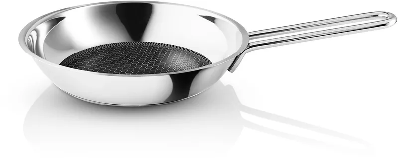Stainless Steel Recycled Slip-Let Ceramic Mosaic Koekenpan Ø 20 cm - Gerecycled Aluminium van Eva Trio in Zilver – productfoto