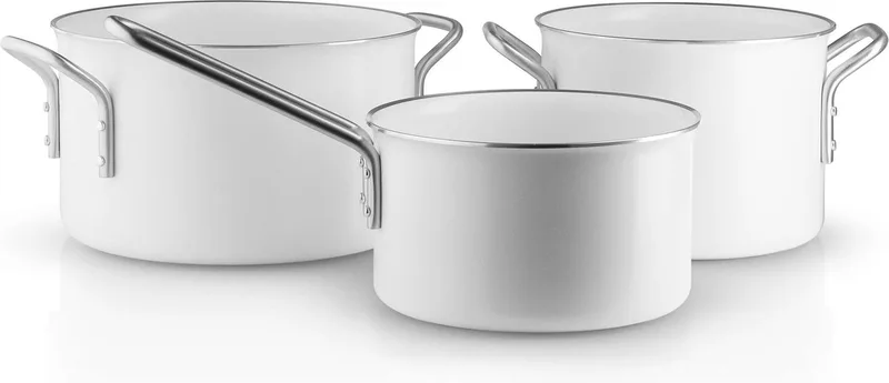 White Line Pannenset Set van 3 Stuks - Aluminium - Roestvast Staal - Keramische Coating van Eva Trio in Wit – productfoto