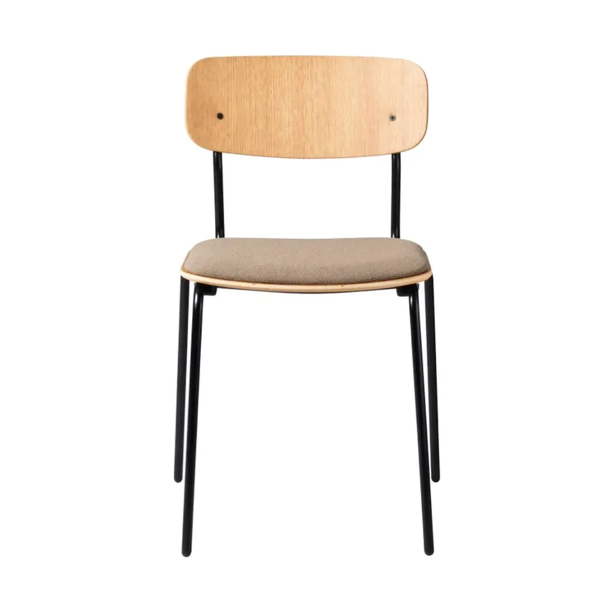 J182 Holmen Stuhl Oak Furnier-black legs-taupe von FDB Møbler – Produktfoto