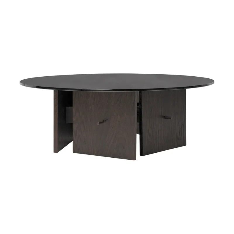 Aukko Couchtisch Dunkel gebeizte Eiche, Glas, Ø90×32 cm by Ferm Living – product photo