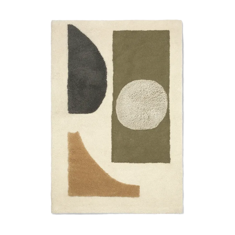 Bloco getufteter Teppich Green-off white, 120x180 cm von Ferm Living – Produktfoto