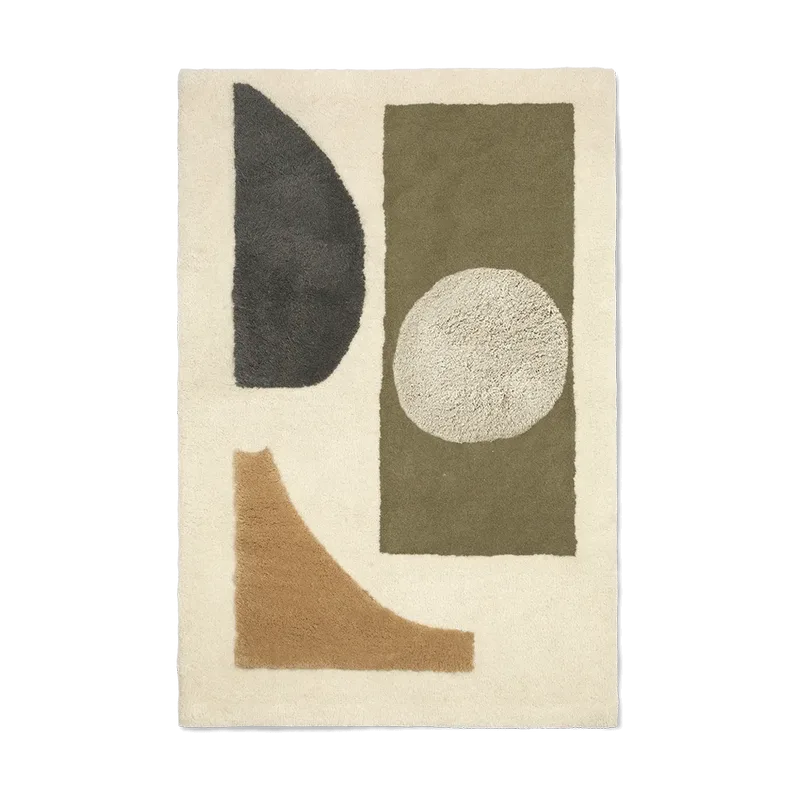Bloco getufteter Teppich Green-off white, 80x120 cm by Ferm Living – product photo