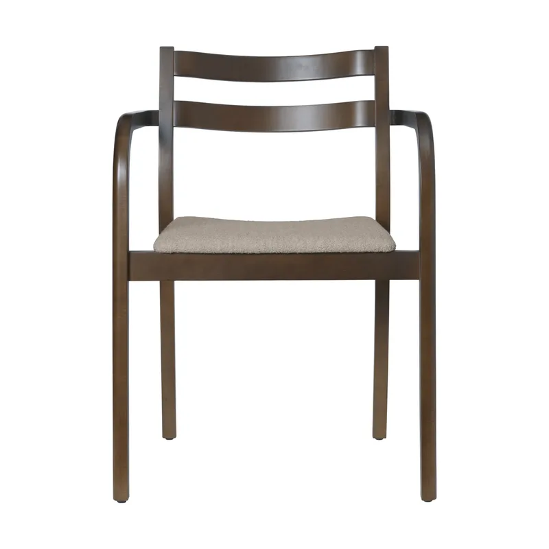 Boda Armlehnstuhl Gepolsterte Sitzfläche soft bouclé, dunkel gebeizte Buche-natural från Ferm Living – produktbild
