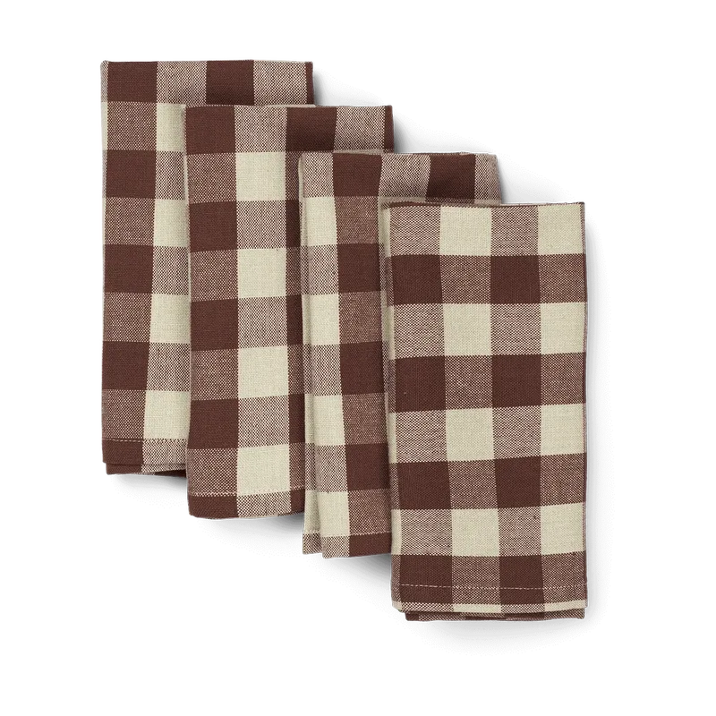 Bothy Check Baumwollservietten 40x40 cm 4er Pack Cinnamon-grey green by Ferm Living – product photo