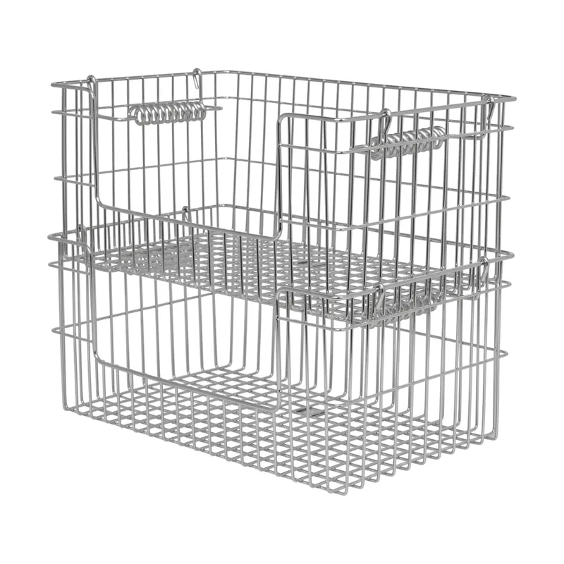 Cala Korb stapelbar 2er Pack Edelstahl, 28,7x18x13 cm fra Ferm Living – produktbillede