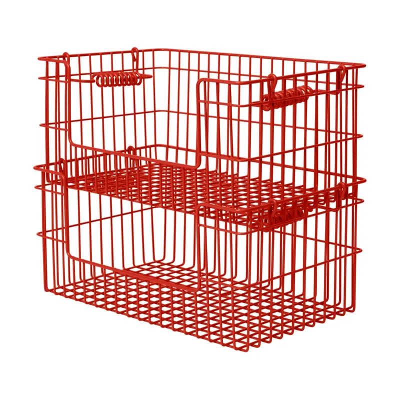 Cala Korb stapelbar 2er Pack Mohnrot, 28,7x18x13 cm von Ferm Living – Produktfoto