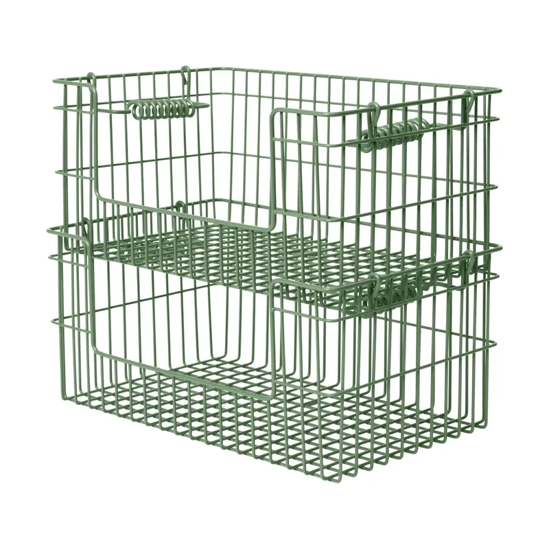 Cala Korb stapelbar 2er Pack Verdant green, 28,7x18x13 cm fra Ferm Living – produktbillede