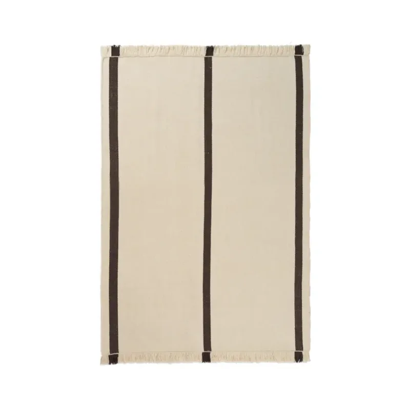 Calm Kelim Teppich 140x200 cm - Off-white/Coffee von Ferm Living – Produktfoto