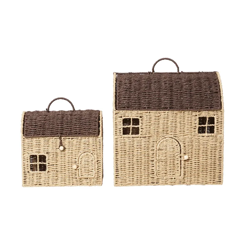 Casu hausförmige Aufbewahrungskörbe, 2-teilig Natural-Dunkelbraun by Ferm Living – product photo