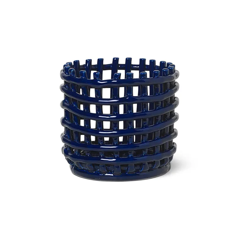 Ceramic geflochtener Korb Ø16cm Blau de Ferm Living – photo du produit