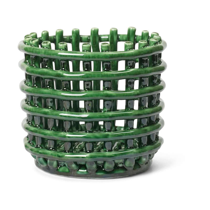 Ceramic geflochtener Korb Ø16cm Emerald Green de Ferm Living – photo du produit