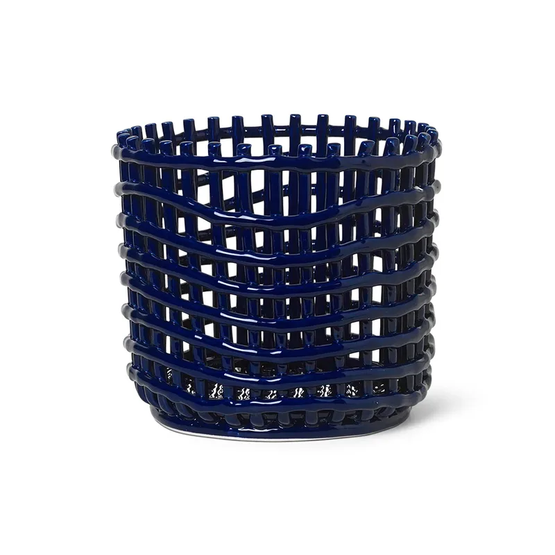 Ceramic geflochtener Korb Ø23,5cm Blau de Ferm Living – photo du produit