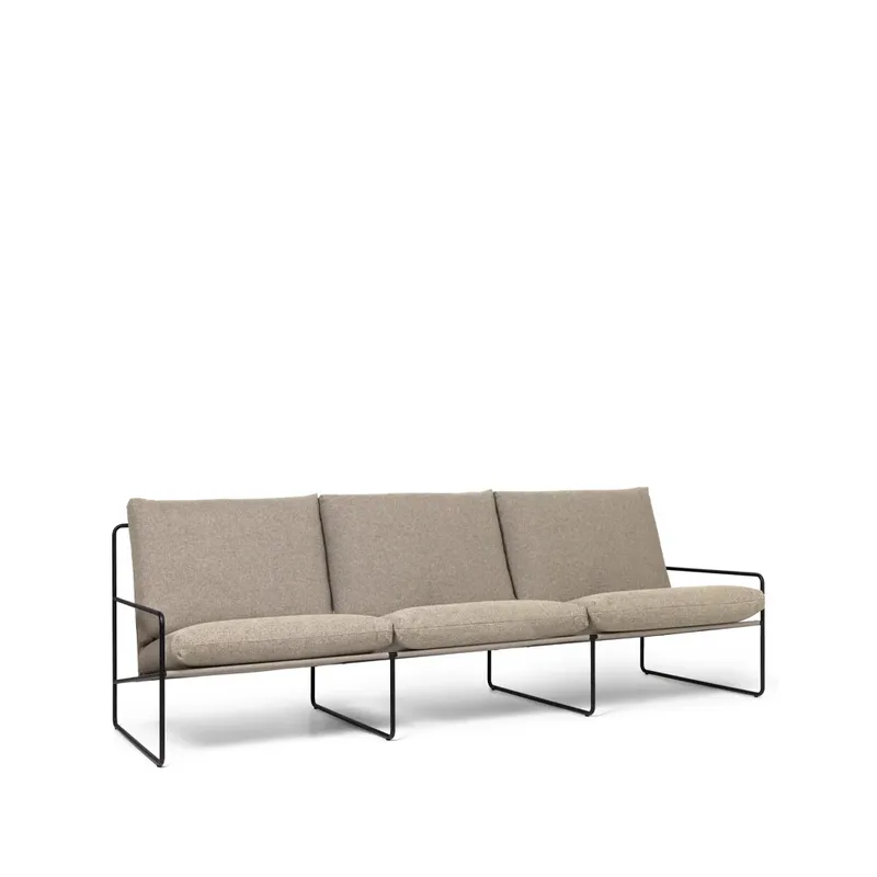 Desert 3-Sitzer Sofa Stoff dark sand, schwarzes gestell by Ferm Living – product photo