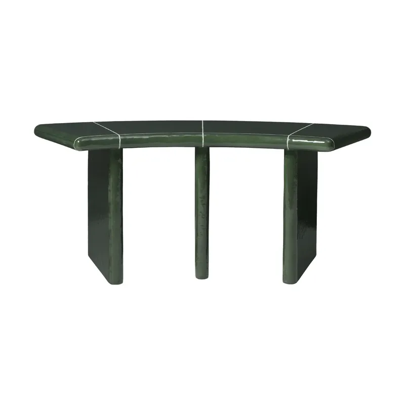 Deya curved Sitzbank Dunkelgrün, 110x40x45,5 cm van Ferm Living – productfoto