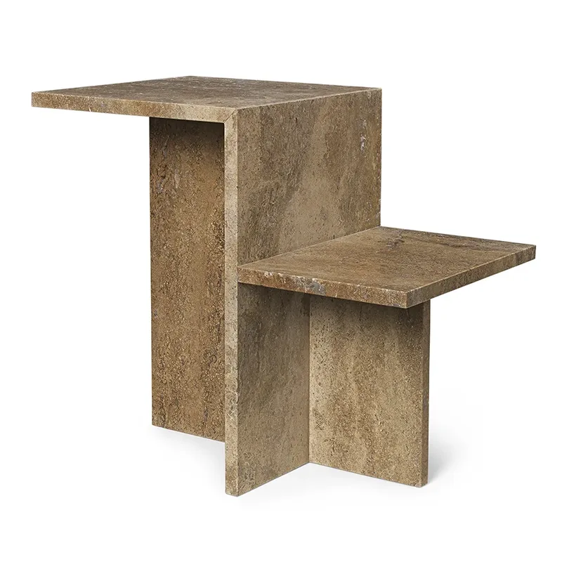 Distinct Side Table - Dark Brown Travertine von Ferm Living – Produktfoto