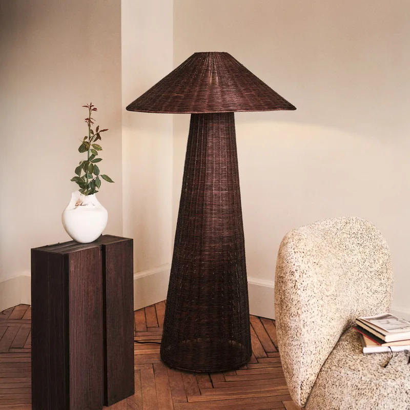 Dou vloerlamp, donkerbruin, hoogte 131 cm, rotan by Ferm Living – product photo
