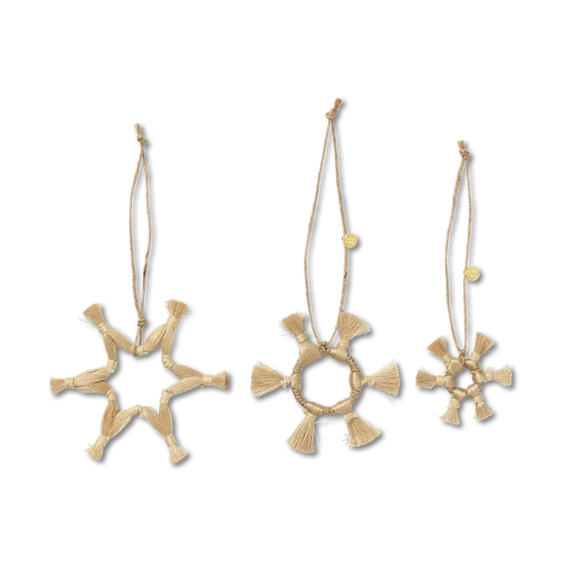 Ferm Living Jute Stars Weihnachtsbaumanhänger 3 Teile Natural de Ferm Living – photo du produit