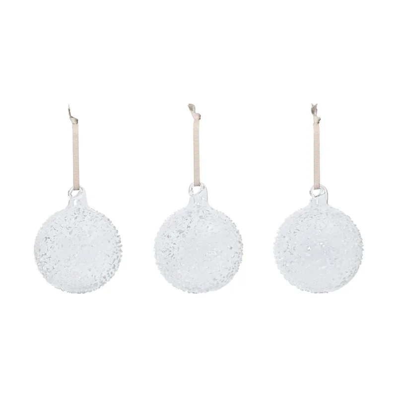Flurry Christbaumkugeln 3er-Pack M, Weiß fra Ferm Living – produktbillede