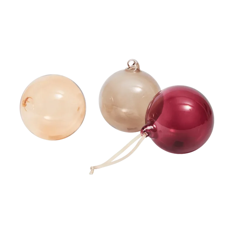 Glass bauble Weihnachtskugeln L Ø10 cm 3-teilig Roseate Translucent by Ferm Living – product photo