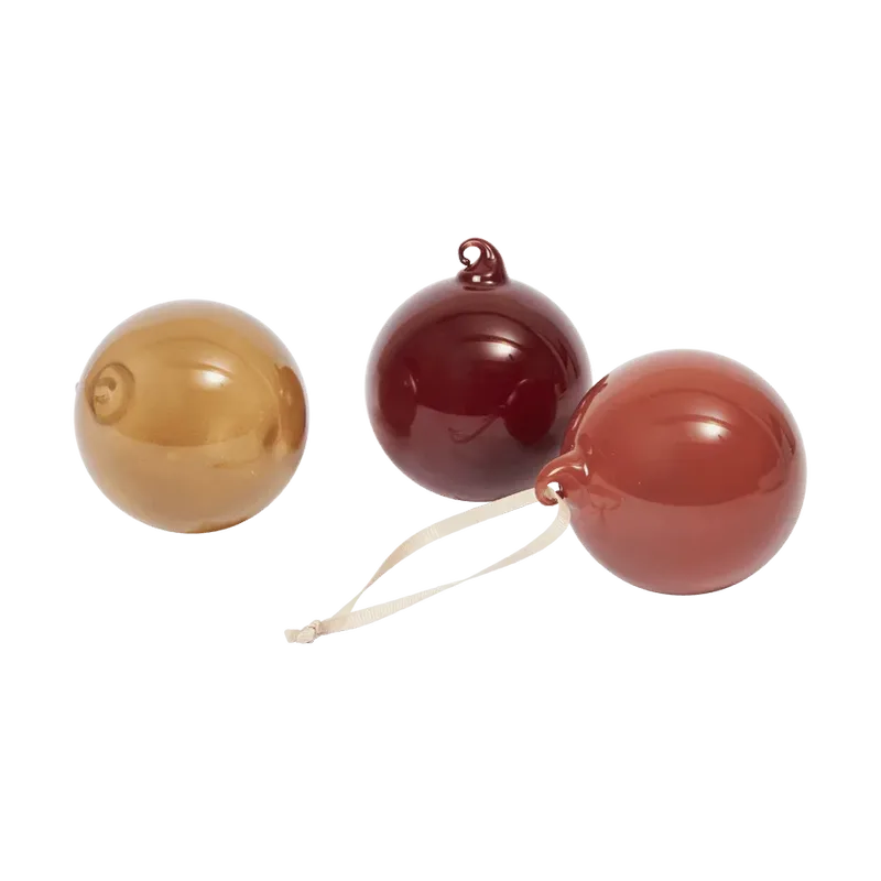 Glass bauble Weihnachtskugeln M Ø8 cm 3-teilig Roseate Opaque by Ferm Living – product photo