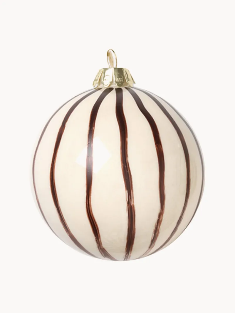 Handbeschilderde glazen kerstballen Lines, 4 stuks fra Ferm Living – produktbillede
