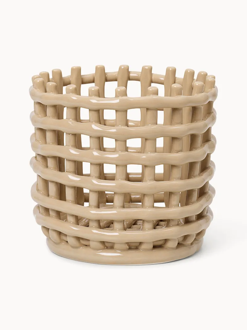 Handgemaakte opbergmand Nalan van keramiek, H 15 cm de Ferm Living – photo du produit