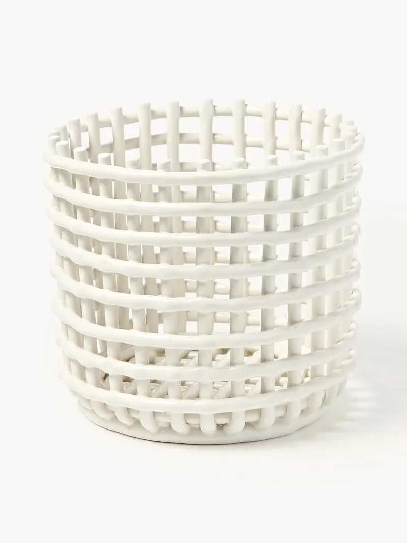 Handgemaakte opbergmand Nalan van keramiek, H 21 cm van Ferm Living – productfoto