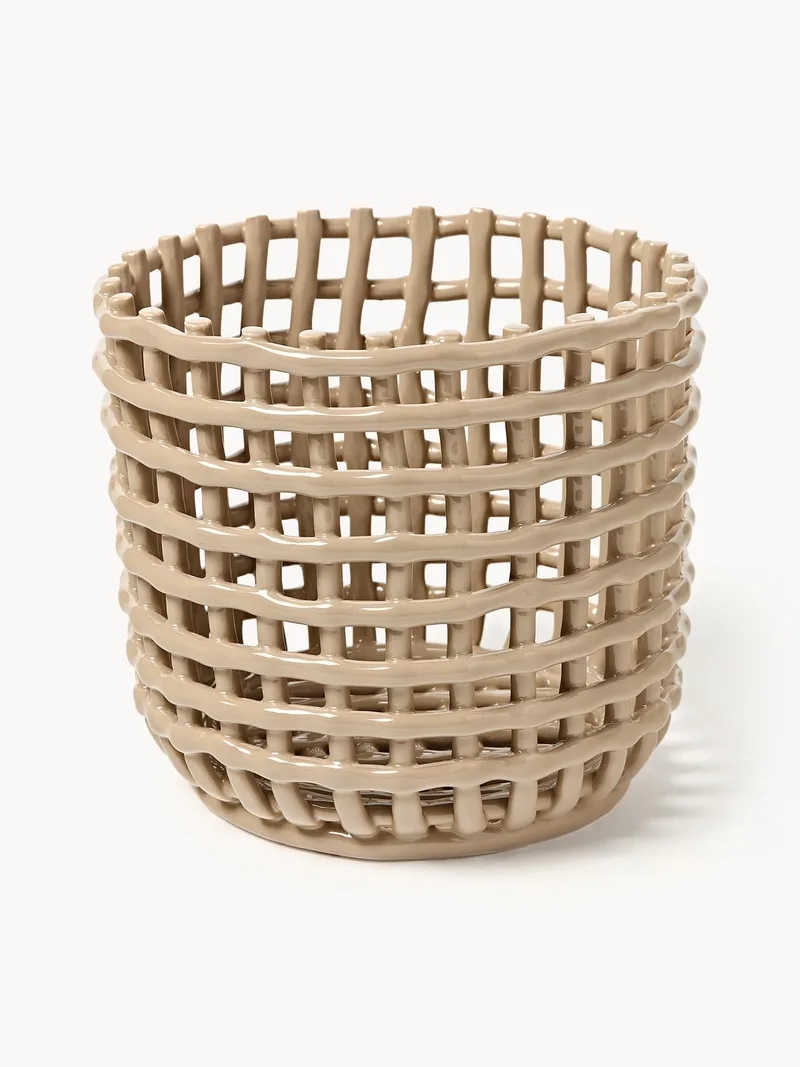 Handgemaakte opbergmand Nalan van keramiek, H 21 cm fra Ferm Living – produktbillede