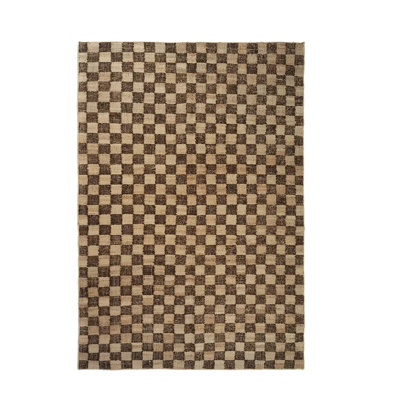 Handgewebter Wollteppich Check 200x300 cm Coffee fra Ferm Living – produktbillede