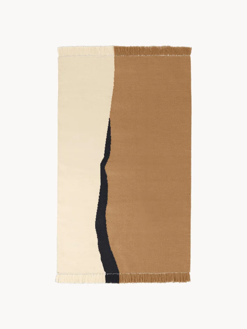 Handgeweven wollen Kelim vloerkleed Soil met franjes by Ferm Living – product photo