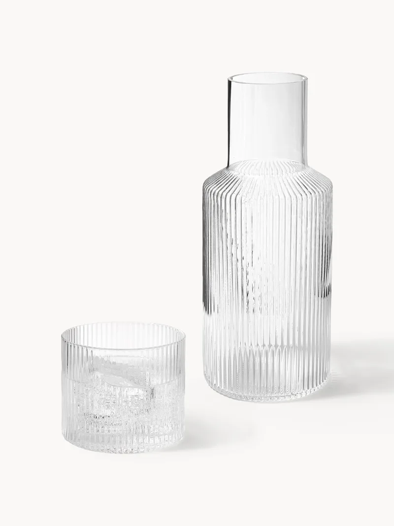 Kleine mondgeblazen karaf Ripple met tumbler, 2-delig fra Ferm Living – produktbillede
