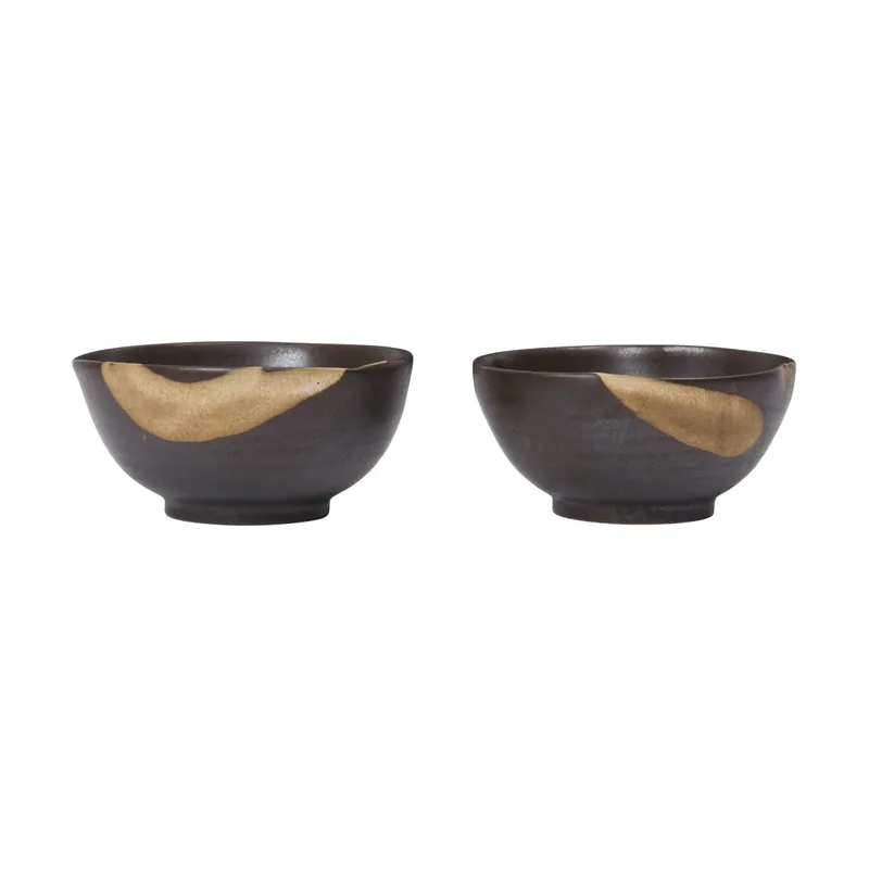 Koyo Schale 2er Pack Dark brown-buff, Ø8,5x4,5 cm från Ferm Living – produktbild