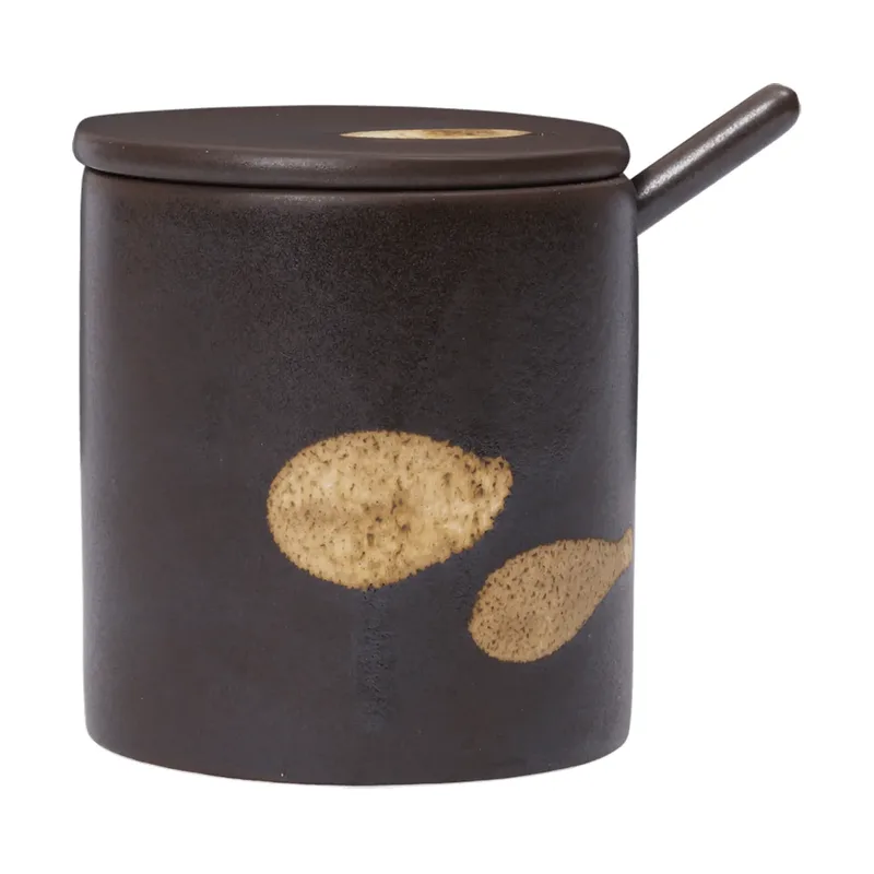 Koyo Vorratsdose mit Löffel Dark brown-buff von Ferm Living – Produktfoto