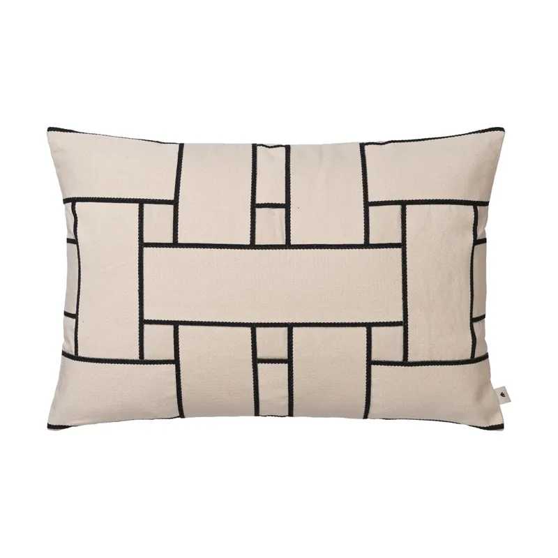 Lattice Offset Kissenbezug Off-white-black, 40x60 cm de Ferm Living – photo du produit