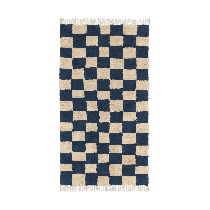 Mara Baumwollteppich 80x150 cm Deep Blue-Warm Sand de Ferm Living – photo du produit
