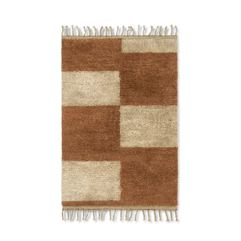 Mara Knotted Teppich 120x80 cm Dk Brick/Off-W von Ferm Living – Produktfoto