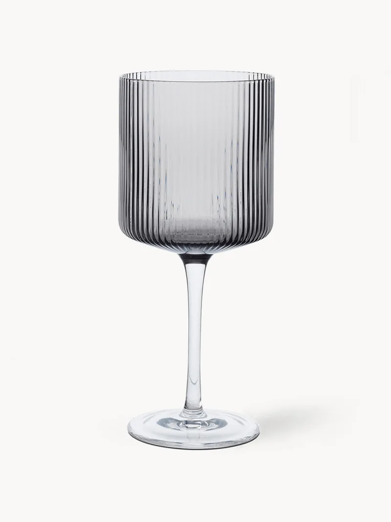 Mondgeblazen rode wijnglazen Ripple met groefreliëf, 2-delig by Ferm Living – product photo
