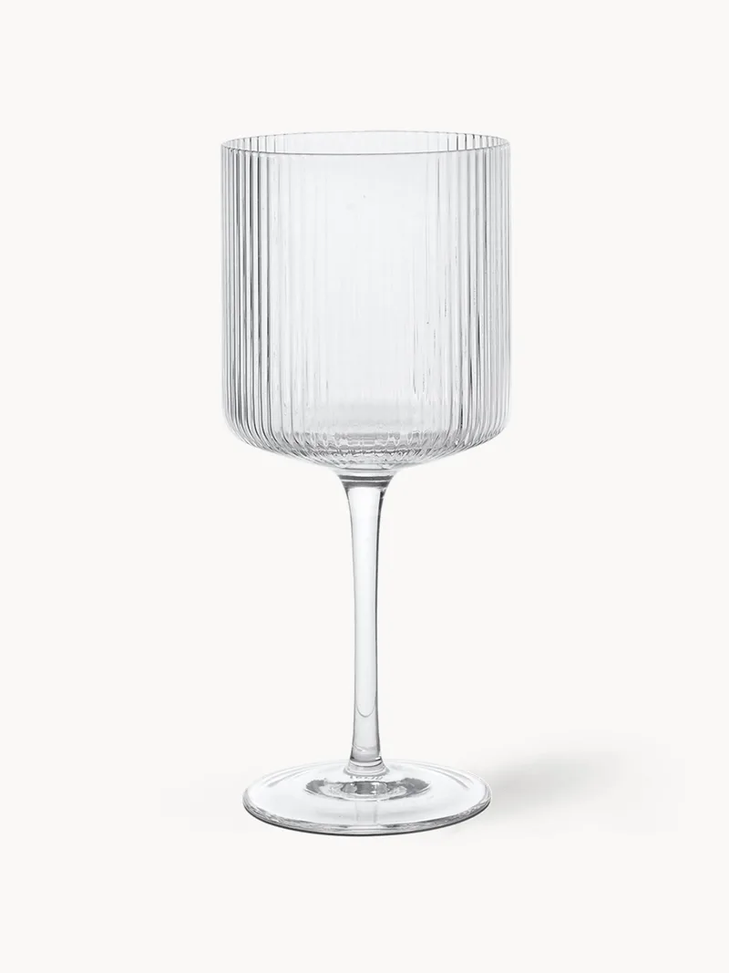 Mondgeblazen rode wijnglazen Ripple met groefreliëf, 2-delig by Ferm Living – product photo