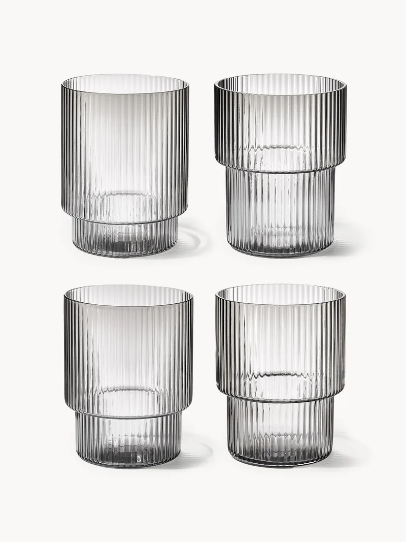 Mondgeblazen tumblers Ripple met groefreliëf, 4-delig by Ferm Living – product photo