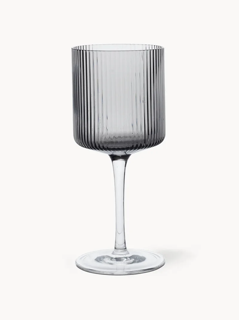 Mondgeblazen witte wijnglazen Ripple met groefreliëf, 2-delig by Ferm Living – product photo