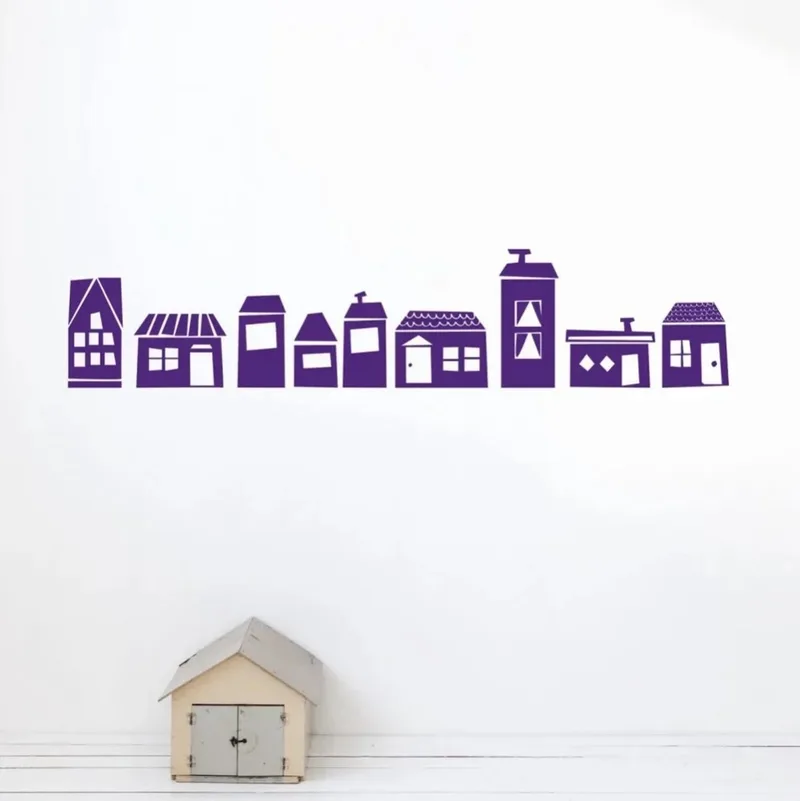 muursticker huisjes by Ferm Living in Purple – product photo