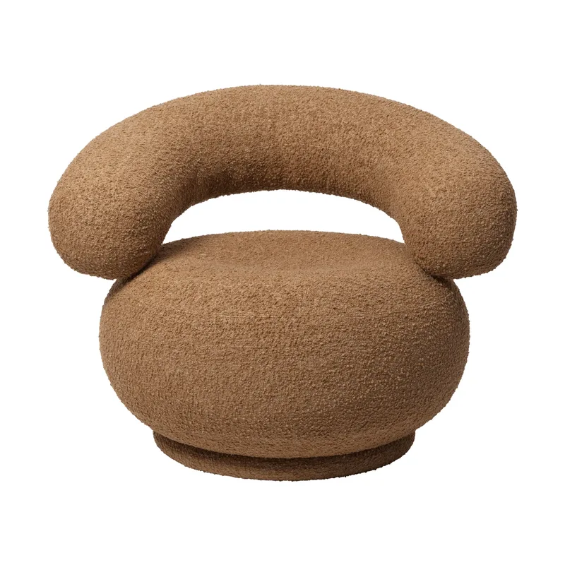Orbo Lounge chair swivel Drehstuhl Raw bouclé - Tan by Ferm Living – product photo