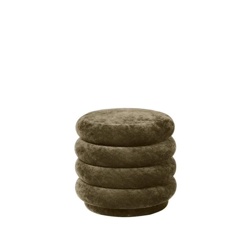 Pouf Round Pouf Stoff faded velvet 3 forest by Ferm Living – product photo