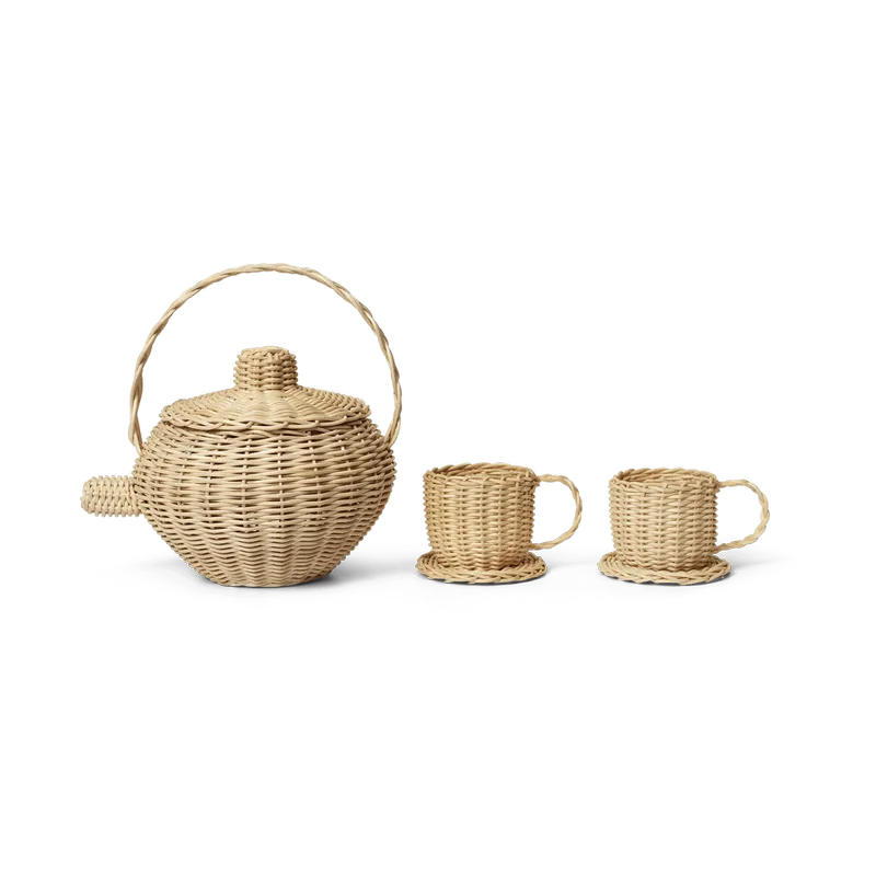 Rattan Teeservice 3 Teile Natural von Ferm Living – Produktfoto
